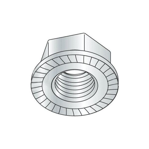 Newport Fasteners Serrated Lock Nut, 7/16"-20, Steel, Zinc Plated, 100 PK 321023-PR-100 - main